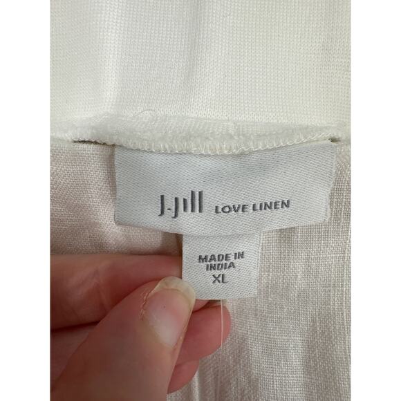 J Jill Pants Womens XL White Linen Ankle Pull On Pockets Beach Lagenlook Coastal - Picture 3 of 12